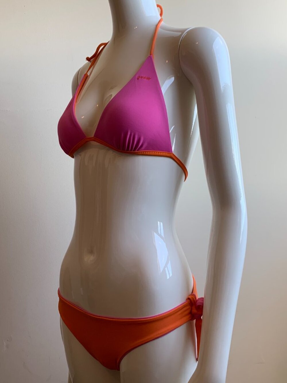 Guess pink & orange solid reversible bikini